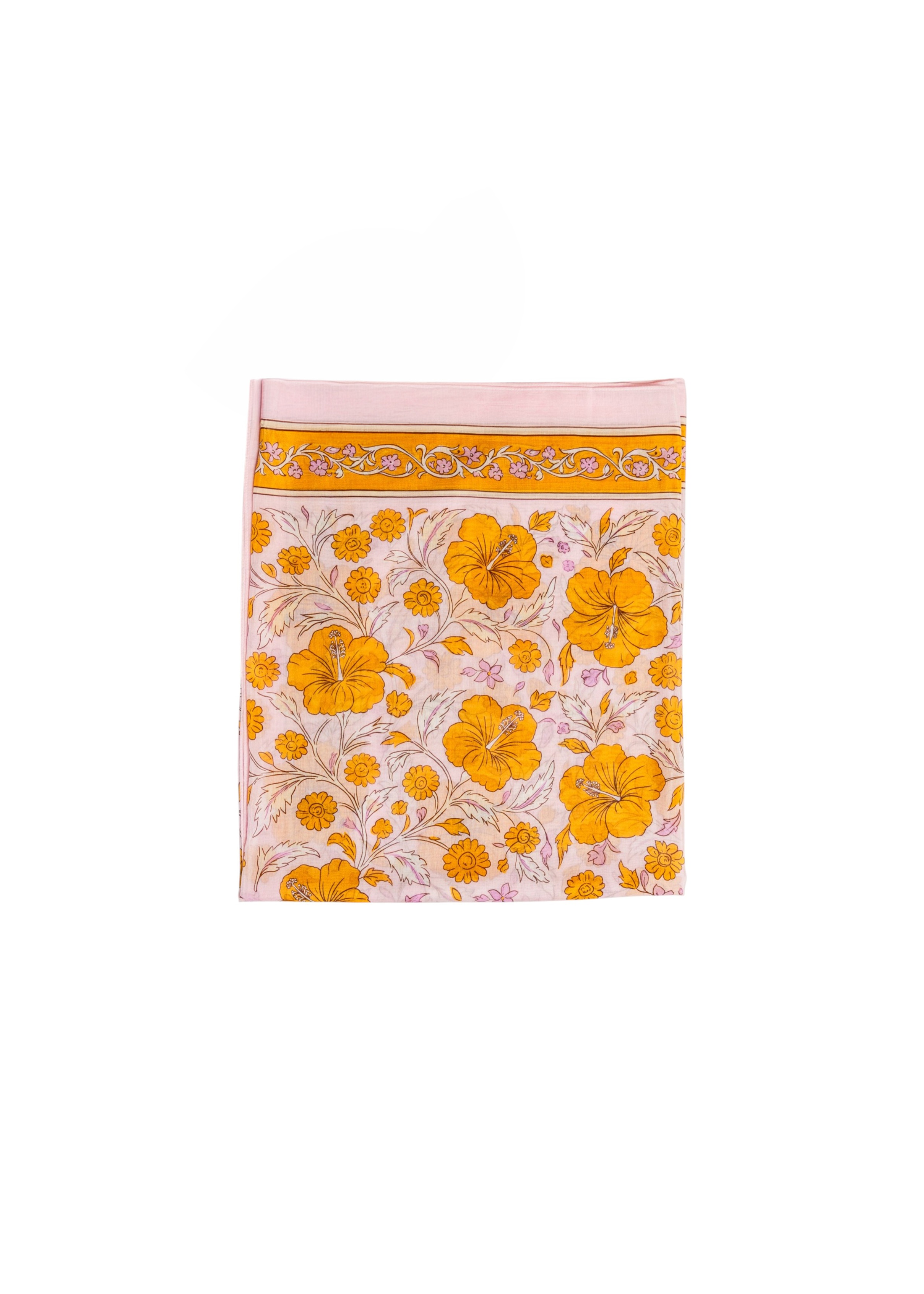 Thaiti long pareo in silk blend with floral print